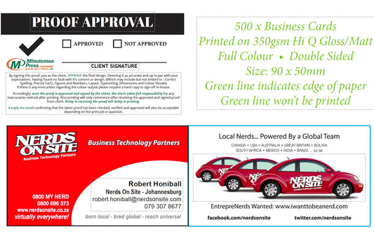 500x Business Cards replacement cards.